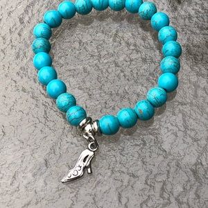 Turquoise elastic shoe  charm bracelet.